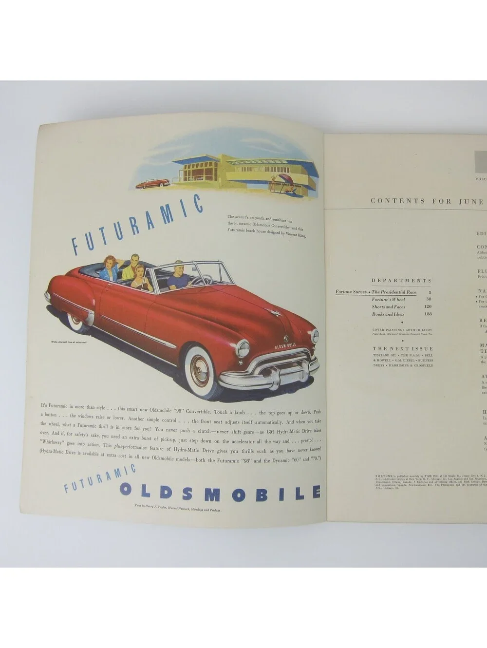 Vintage FORTUNE Magazine June 1948 Oldsmobile, Cadillac, Austin England Car Ads